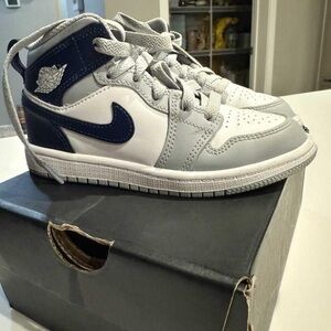 Nike Jordan Mid Toddler Navy White & Grey Sneakers Size 12C
